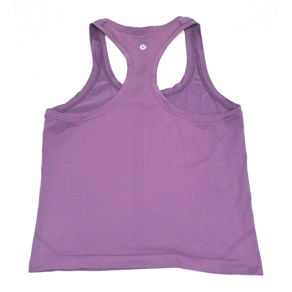 Lululemon Womens Plum Racerback Yoga Tank Top Seamless Mesh Back Reflective Logo - Picture 5 of 5